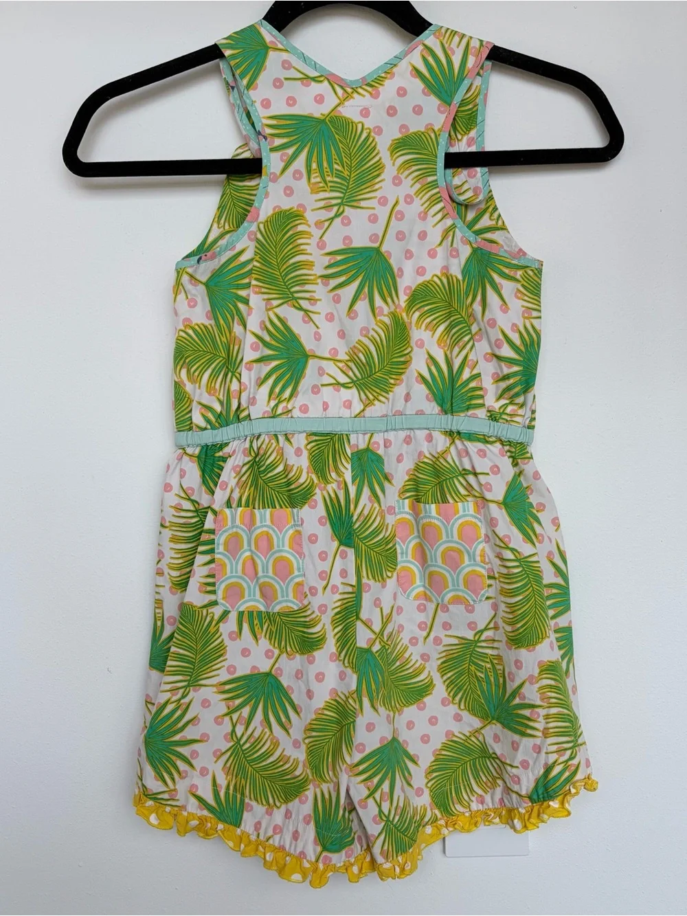 WildFlowers Girls Romper Size 10 Palm Leaf Tropical Print Ruffle Boutique
